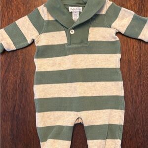 Ralph Lauren Green and Cream Striped Kids One Piece